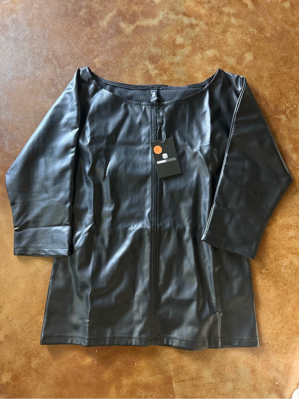 NWT StyleWe Faux Leather Black Women's Top